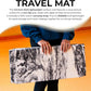 Oceanfoam Travel Workout Mat – 0.3" Thick Folding Exercise Mat for Yoga, Pilates, & Fitness – Non-Slip with Cotton Carrying Strap, Made with Sustainable Algae Foam – 24" x 72" (Black Marbled)