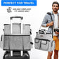 Airline Approved Dog Travel Bag with 2 Dog Treat Training Pouches, Tote Organizer for Weekend Pet Travel Supplies & Accessories, 2 Collapsible Bowls, 2 Food Container (Grey)