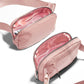 ODODOS Unisex Mini Belt Bag with Adjustable Strap Small Fanny Pack for Workout Running Traveling Hiking, Light Pink