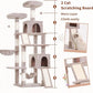 Cat Tree for Indoor Cats, 71'' (180cm) Multi-Level Cat Tower for Large Adult, Sturdy Cat Tree House with 2 Scratching Boards 7 Posts, 2 Plush Perches/Condos, Hammock, Muchroom GCT032MU