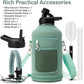 Insulated Water Bottle | Thickened Stainless Steel Vacuum Metal | Portable Sports Half Gallon Large Water Jug for Gym and Hiking with Straw, Carrier Bag, Handle Strap | BPA-Free 64 oz