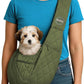 Small Dog Carrier Sling – Olive Green Hands‑Free 2‑in‑1 Sling & Handheld Carrier for Dogs up to 10 lbs, Parachute‑Grade Rip‑Stop Nylon, 4″ Padded Strap, Safety Tether & Pockets