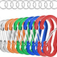 sprookber 3.2 Inch Aluminum Carabiner Clips D Ring, Caribeaner Spring Snap Hook with Keychain for Camping, Hiking, Gym & Outdoor Gear, Set of 10