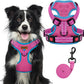 MIDOG No-Pull Dog Harness | Adjustable & Reflective Pet Harness Leash Set for Small Medium Large Dogs Walking, Training| No Choke, Front Clip, Soft Padded Vest with Easy Control Handle - Pink, XL