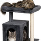 Cat Tree for Large Cat, 22.8” Cat Tower with Scratching Post, 20.9 * 15.7in Perch Bed for Adult Cats, Cat Condo with 2 Caves for Indoor Cats, Dark Gray