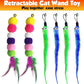 Retractable cat wand toys, 14PCS teaser refills-feather & worm refills and chirping mouse toy, interactive cat teaser toys for indoor cats, fishing pole games for bored indoor kitten exercise & play