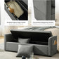 HULALA HOME Modern Storage Ottoman Bench with Throw Pillows, 59" Extra Long End of Bed Bench with Storage Pocket, Comfy Upholstered Footstool for Bedroom Entryway Living Room, Charcoal