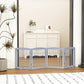 Freestanding Pet Gate - Foldable Wooden Dog Gate for House, Indoor, 80 Inch Wide, 4 Panels 24", Grey