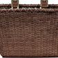 Retrospec Bicycles Cane Woven Rectangular Toto Basket with Authentic Leather Straps and Brass Buckles