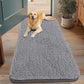 Smiry Dog Door Mat for Muddy Paws 48x30, Absorbs Moisture and Dirt Doormat, Non-Slip Washable Quick Dry Chenille Front Door Mat Indoor Entrance, Entryway Carpet for Inside Floor, Grey