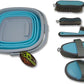 Collapsible Grooming Kit 10 Liter Bucket and 5 Grooming Tools by Southwestern Equine (Turquoise)