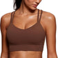 CRZ YOGA Softness Mold Womens Butterluxe Strappy Longline Sports Bra - Double Spaghetti Strap Workout Yoga Crop Top Athletic