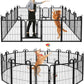 Puppy Playpen 16 Panels Small Dog Fence Outdoor Indoor Use 24" Height Anti-Rust with Doors Portable Dog Play Pen for RV Camping Yard, Total 29FT, 68 Sq.ft, Snowy Black