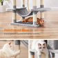 Feandrea Cat Tree, 66.1-Inch Large Cat Tower with 13 Scratching Posts, 2 Perches, 2 Caves, Basket, Hammock, Pompoms, Multi-Level Plush Cat Condo for Indoor Cats, Light Gray UPCT165W01
