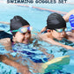 Kids Swim Goggles, Swimming Goggles for Kids Toddlers 3-14 with Swim Cap, Nose Clip, Nose Bridge, Ear Plugs