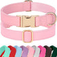 PET ARTIST Soft PU Leather Dog Collar, Bright & Classic Pink Dog Collar with Quick Release Rose Metal Buckle, Adjustable Nylon Padded Durable Pet Collars for Large Dogs Girl, Neck Fit 16-27"