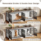 COZPAW 86 Inch Double Dog Crate Furniture for 2 Large Dogs, Decorative Dog Kennel Indoor TV Stand, Heavy Duty Wooden Dog Cage for Large Medium Dogs Sized Dog Pet House with Divider (White)