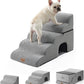 Extra Wide Dog Stairs with Tunnel, Detachable Large Pet Step for Small Medium Dog, Puppy or Cat, Ramp for High Bed, Couch, Sofa or Car, Stable, 19.7x33x22.4 inch, 5 Step, Grey