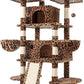 Allewie 68 Inches Cat Tree/House and Towers for Big Feline/Scratching Post/Multi-Level Large Kitty Climbing Tree with Condo/Leopard Print