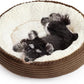 Love's cabin Round Donut Cat and Dog Cushion Bed, 25in Pet Bed for Small or Medium Dogs, Anti-Slip & Water-Resistant Bottom, Soft Durable Fabric Pet Beds, Washable Calming Cat Bed Brown Stripe