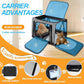 Petskd Extra Large Cat Carrier with Wheels and Litter Box 24"x17"x17" for Large Cat or 2 Small Cats, Collapsible Soft Sided Pet Carrier for Car Travel with Lockable Safety Zippers(Grey)