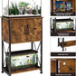 5-10 Gallon Fish Tank Stand, Metal Double Aquarium Stand with Cabinet for Fish Tank Accessories Storage, Heavy Duty 20.5" L* 11.02" W Tabletop, 500LBS Capacity Rustic Brown and Black PG06YGN