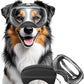 Dog Sunglasses UV Protection Clear Dog Goggles Windproof Glasses with Elastic Straps for Medium-Large Breed, Black Frame + Clear Lens