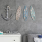 RattanView 3 Pieces Hibiscus Surfboard Decor for Bedroom Wooden Beach Wall Decor Summer Wood Surfboard Wall Hanging Sign for Tropical Living Room Decoration (Blue)