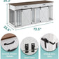 EDYO LIVING 72.5" Large Dog Crate Furniture for 2 Dogs, Wooden Dog Kennel with Drawers, Divider, Sliding Barn Door, Water Resistant Indoor Furniture Style Double Dog Crates, White
