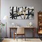 Large Black and White Wall Art, Modern Paintings Gold Abstract Graffiti Canvas Artwork Wall Pictures for Living Room Bedroom Dining Room Home Office Decor 24x48 In