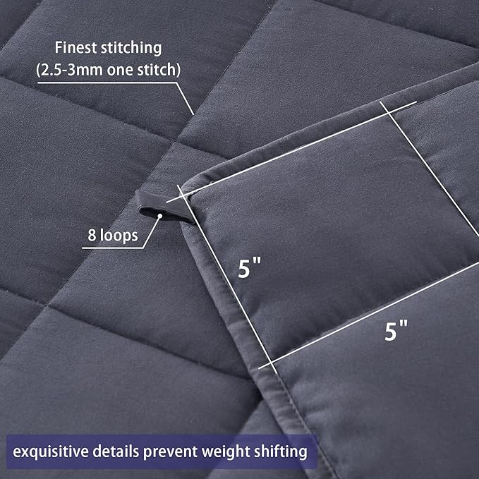 yescool Weighted Blanket for Adults (15 lbs, 60" x 80", Grey) Cooling Heavy Blanket for Sleeping Perfect for 140-160 lbs, Queen Size Breathable Blanket with Premium Glass Bead, Machine Washable