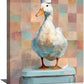 Funny Duck Bathroom Wall Art Cute Duck on Toilet Canvas Wall Decor Funny Quirky Farm Animal Pictures Painting Print Framed Artwork Decorations Gifts for Bathroom 12"x16"