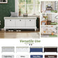 Classic Shoe Storage Bench with Cushion and Three Drawers, Fluted Entryway Bench with Storage for Entryway, Living Room, Hallways 44.0" L x 15.9" W x 18.9" H White
