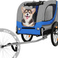 Blue-Grey Large Folding Bike Trailer for Dogs – Heavy-Duty Steel Frame, 66LB Capacity Pet Carrier for All-Terrain Cycling, Jogging & Camping Adventures!