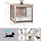 DWANTON Dog Crate Furniture with Cushion, Wooden Kennel Table with Double Doors, Indoor Dog House, Small/Medium/Large/Extra Large Size, 27.2" L, Greige