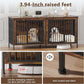EasyCom 78 Inch Dog Crate Furniture for 2 Dogs, Extra Large Double Dog Cage Large Breed, XXL Thick Wooden Dog Crate TV Stand, Sturdy Dog Kennel with Divider