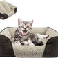 Miguel Washable Cat Beds for Indoor Cats, Easy to Wash Small Pet Sofa with Removable Cushion, Rectangle Bolster Kitten Bed with Anti-Slip Bottom, Brown 18 Inch