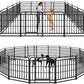 Dog Playpen Outdoor 16 Panels Heavy Duty Dog Fence 32" Height with Thick Pipe Anti-Rust with Doors Portable for RV Camping Yard, Total 36FT, 103 Sq.ft, Snowy Black