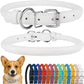CollarDirect Rolled Leather Dog Collar, Soft Padded Round Puppy Collar, Handmade Genuine Leather Collar Dog Small Large Cat Collars 13 Colors (13-16 Inch, White Textured)