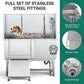 YITAHOME 50in Dog Grooming Tub Bathtub for Home 304 Stainless Steel Professional Dog Bath Washing Station w/Left Ramp, Faucet, Floor Grate for Large, Medium, Small Pets