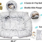 XxingSheep 4 Cave Shuttled XL Cat Tunnel Bed for Indoor Cats Peekaboo Toy Donut with Warm Mat, Yellow-Brown