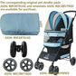 ROODO 4 Wheel Dog Cat Pet Stroller Best Lightweight Foldable Compact Portable Jogger All Terrain Travel Pet Gear Puppy Doggie Bunny Kitty Stroller for up to 30lbs Medium Small Dogs Cats(Sky Blue)