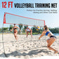 Volleyball Net, 12ft/20ft Training Set Height Adjustable, Portable Freestanding Practice for Hitting or Serving Drills, Pop up With Carry Bag for Backyard or Outdoor