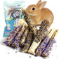 Abizoo Sweet Bamboo Rabbit Chew Sticks Treats and Toys 8Pcs Natural Hay with Forget-Me-Not Lavender for Bunny Guinea Pig Chinchilla Dental Care