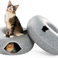 Cattasaurus Peekaboo Cat Cave, Extra Spacious for Multiple & Large Cats 12+ lbs, Scratch Detachable Beds for Indoor Cats, Washable Tunnel Bed, Comfy Cat Donut Tunnel (Light Gray+Light Gray, Jumbo)