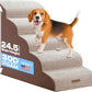 Curved Dog Stairs for High Bed Up to 26", 5-Step Dog Ramp for Small Dogs with Washable Cover, Non-Slip Steps for Cats to Get on Couch and Sofa, Durable Foam Ladder for Medium Breeds, White Coffee