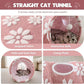 Straight Cat Tunnel for Indoor Cats 47"x12", Cute Cat Toys Collapsible Tunnel Tube with Balls for Puppy Kitten Rabbit, Pink Flower