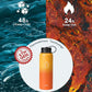 BUZIO 40oz Insulated Water Bottle, Triple Wall Vacuum Stainless Steel Water Flask with 2 lids, Lead-Free BPA-Free Straw Lid Sports Canteen Jug, Cold 48H & Hot 24H- Yellow Orange