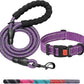 Heavy Duty Dog Leash - Comfortable Padded Handle, 5 ft Long - Dog Leashes for Small Medium Large Dogs (Leash+Collar L Neck 20"-25", Purple)