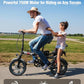 2 Seater Electric Bike for Adults,Mini Bike 500/750 Motor,28MPH,48V/15AH Removable Battery,25-30Miles 16" Fat Tire Commuter Ebike,Full Suspension Foldable Electric Bicycles for Adults Teens